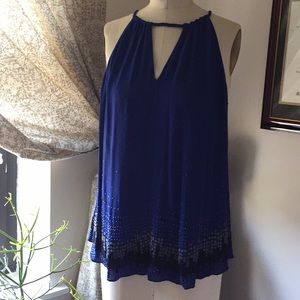 Parker blue silk beaded halter tank size small